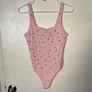 Pink Studded Bodysuit